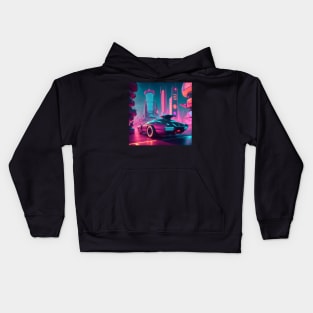 Retro futuristic city aesthetic Kids Hoodie